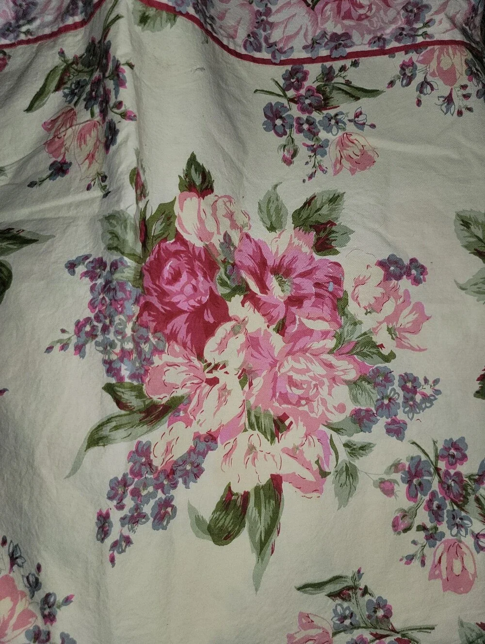 April Cornell Table Cloth Pink Floral Vintage Cotton 53X53